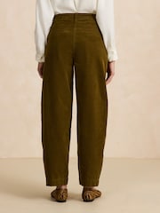 Olive Vihreä - Corduroy-tynnyrilahkeiset housut - Kuva 6 / 7