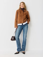 Urban Code Brown Suede Funnel Neck Boxy Jacket - Image 2 of 4