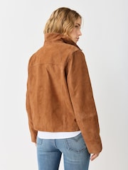 Urban Code Brown Suede Funnel Neck Boxy Jacket - Image 3 of 4