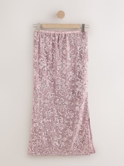 Pink Sequin Floral Mesh Midi Skirt - Image 5 of 6