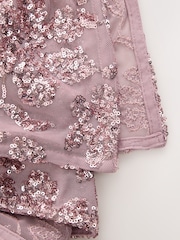Pink Sequin Floral Mesh Midi Skirt - Image 6 of 6