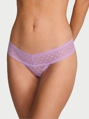 Victoria's Secret Candy Violet Purple Thong Geo Dot Lace Knickers - Image 1 of 2