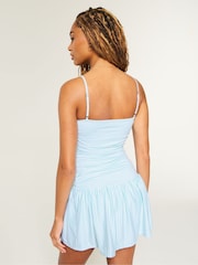 Hollister Light Blue Stripe Polka Dot V-Neck Mini Dress & Skort - Image 3 of 5