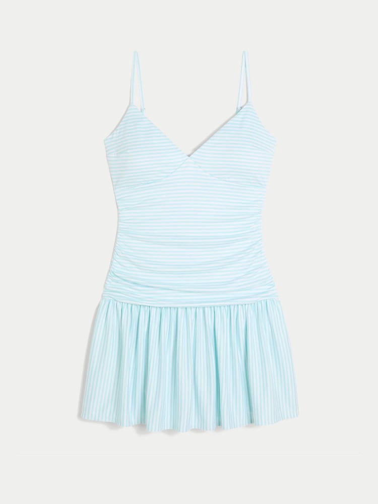 Hollister Light Blue Stripe Polka Dot V-Neck Mini Dress & Skort - Image 5 of 5