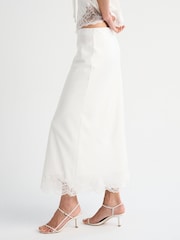 Abercrombie & Fitch White Julia Lace Satin Skirt - Image 4 of 7