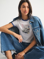 Abercrombie & Fitch White Boat Graphic T-Shirt - Image 4 of 7