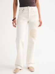 Abercrombie & Fitch Cream Crochet Belt 90s Relaxed Jeans - Image 1 of 8