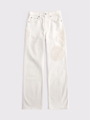 Abercrombie & Fitch Cream Crochet Belt 90s Relaxed Jeans - Image 7 of 8