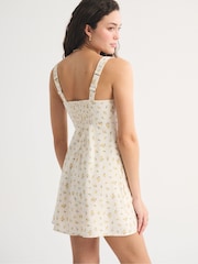 Abercrombie & Fitch Yellow Bra Free Ruched Denim Mini Dress - Image 2 of 6