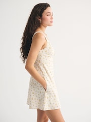 Abercrombie & Fitch Yellow Bra Free Ruched Denim Mini Dress - Image 3 of 6