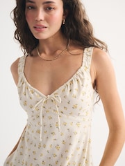 Abercrombie & Fitch Yellow Bra Free Ruched Denim Mini Dress - Image 4 of 6