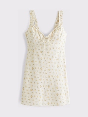 Abercrombie & Fitch Yellow Bra Free Ruched Denim Mini Dress - Image 6 of 6