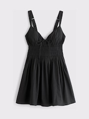 Abercrombie & Fitch Black Bra Free V-Neck Smocked Skirt Dress - Image 6 of 6