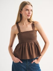 Abercrombie & Fitch Brown Convertible Smocked Top - Image 1 of 6