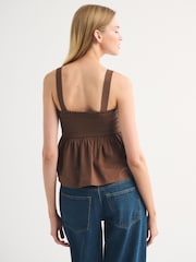Abercrombie & Fitch Brown Convertible Smocked Top - Image 3 of 6