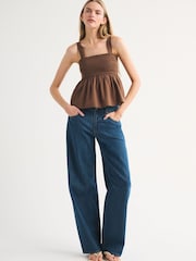 Abercrombie & Fitch Brown Convertible Smocked Top - Image 5 of 6