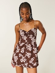 Hollister Brown Button Through Mini Dress - Image 1 of 3