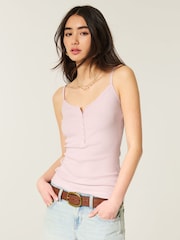 Hollister Pink Henley Cami Top - Image 1 of 5