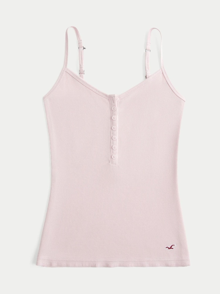 Hollister Pink Henley Cami Top - Image 5 of 5