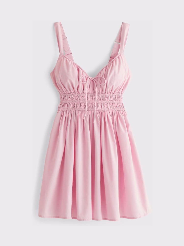 Abercrombie & Fitch Pink Bra Free V-Neck Smocked Skirt Dress - Image 6 of 6