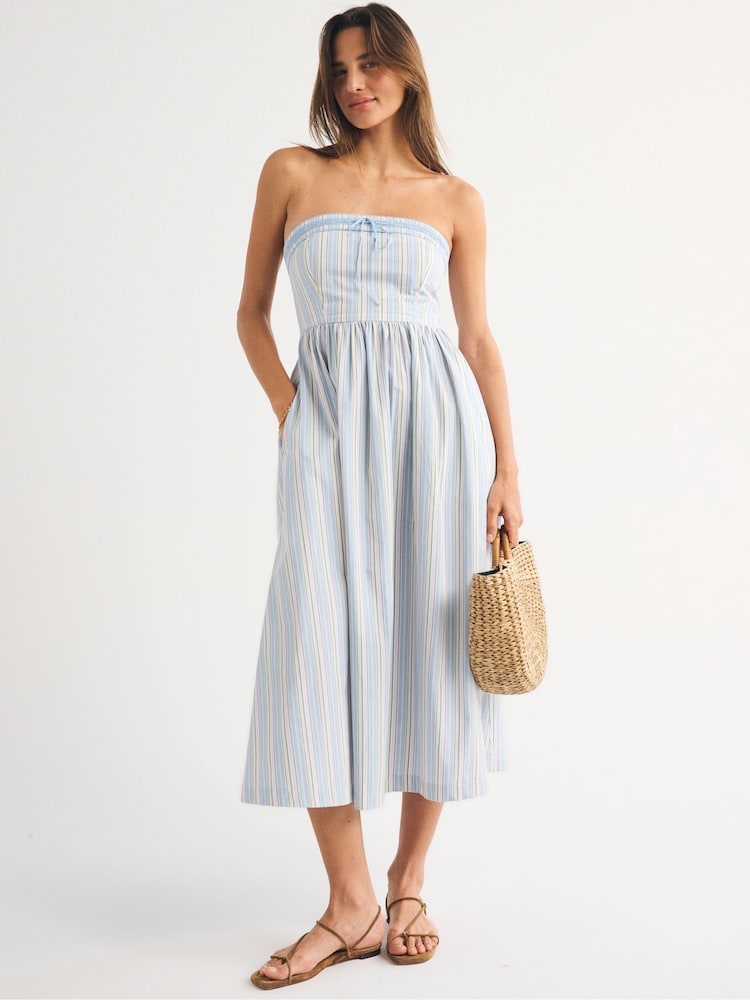 Abercrombie & Fitch Blue Emerson 2.0 Strapless Midi Dress - Image 1 of 4