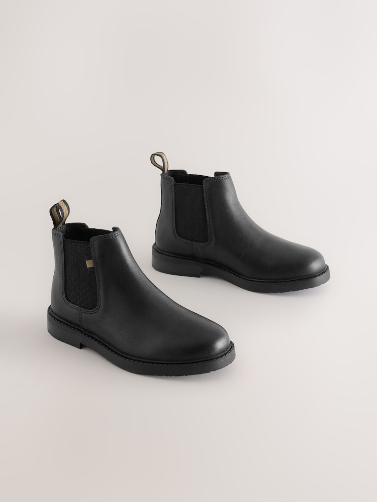 Black Standard Fit (F) Leather Chelsea Boots - Image 1 of 5 Black Standard Fit (F) Leather Chelsea Boots - Image 1 of 5