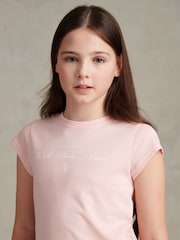 U.S. Polo Assn. Pink Script Logo Cap Sleeve T-Shirt - Image 2 of 7
