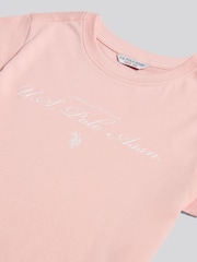 U.S. Polo Assn. Pink Script Logo Cap Sleeve T-Shirt - Image 7 of 7
