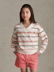 U.S. Polo Assn Natural Stripe Logo V-Neck Sweat Top - Image 1 of 6