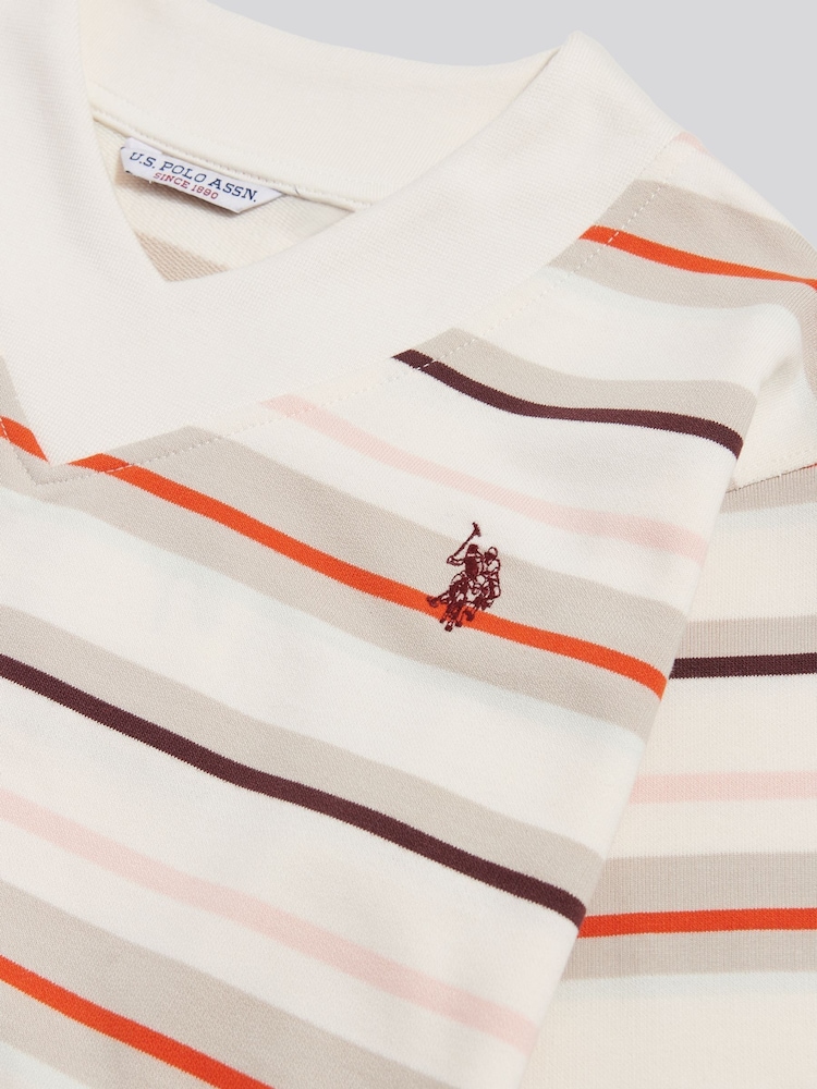 U.S. Polo Assn Natural Stripe Logo V-Neck Sweat Top - Image 6 of 6 U.S. Polo Assn Natural Stripe Logo V-Neck Sweat Top - Image 6 of 6