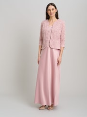 Gina Bacconi Pink Marilou Lace & Satin Dress & Jacket - Image 1 of 8