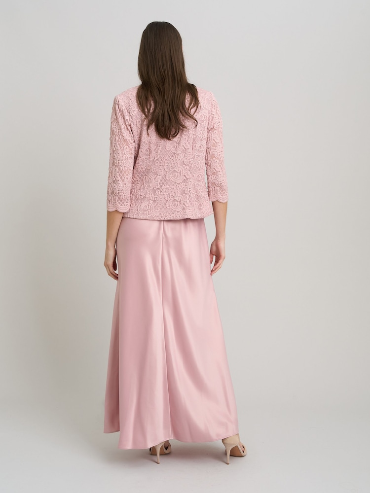 Gina Bacconi Pink Marilou Lace & Satin Dress & Jacket - Image 2 of 8