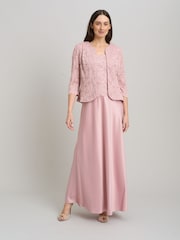 Gina Bacconi Pink Marilou Lace & Satin Dress & Jacket - Image 3 of 8