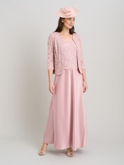 Gina Bacconi Pink Marilou Lace & Satin Dress & Jacket - Image 7 of 8