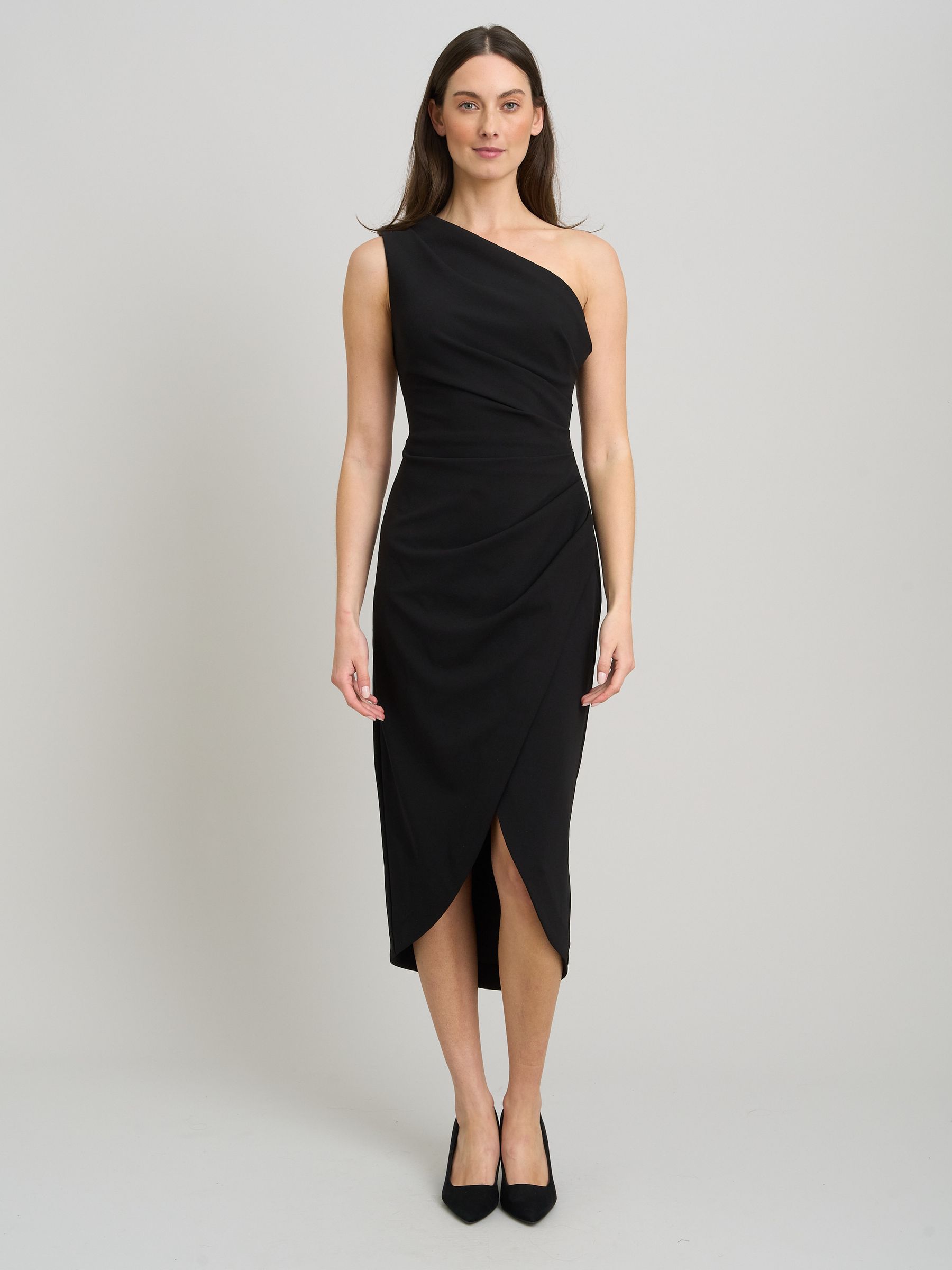 green emerald velvet dress One-shoulder nude crpe dress with structured sleeve