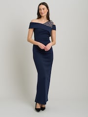 Gina Bacconi Mandie One Shoulder Lace Detail Maxi Dress - 圖片 3/5