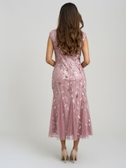 Gina Bacconi Pink Lolly Midi Emroidered Dress - Image 2 of 5