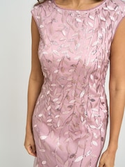 Gina Bacconi Pink Lolly Midi Emroidered Dress - Image 4 of 5