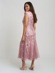 Gina Bacconi Pink Lolly Midi Emroidered Dress - Image 5 of 5