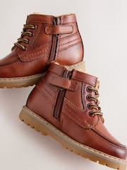 Tan Brown Apron Lace Up Boots - Image 3 of 6