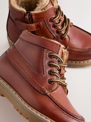 Tan Brown Apron Lace Up Boots - Image 6 of 6
