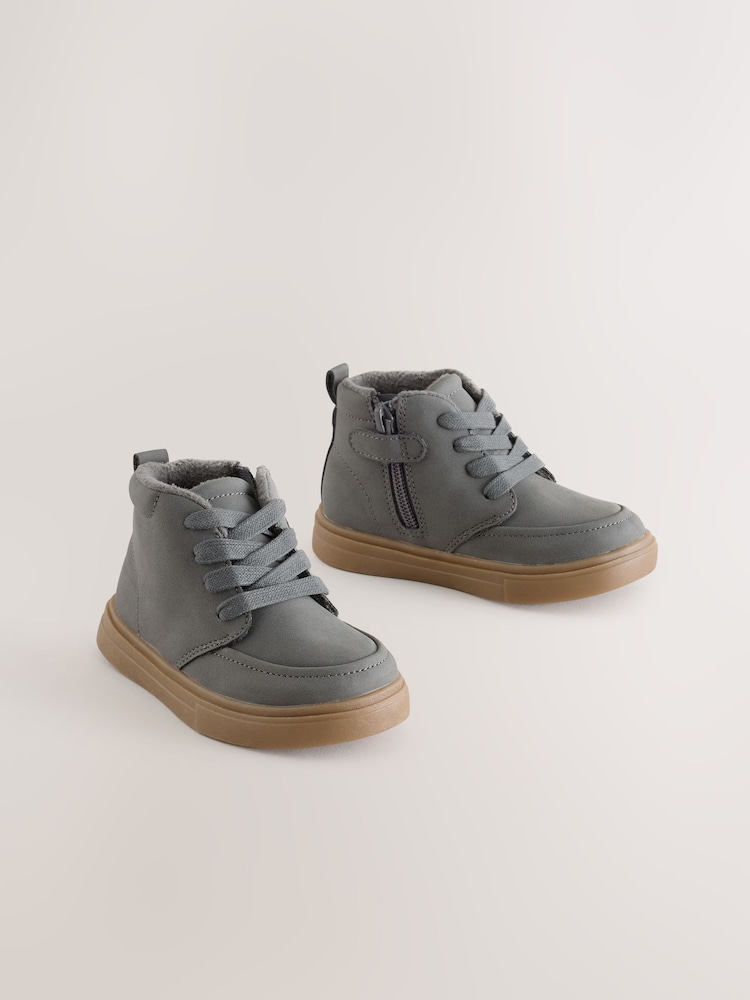 Grey Standard Fit (F) Warm Lined Lace up Boots - Image 1 of 5