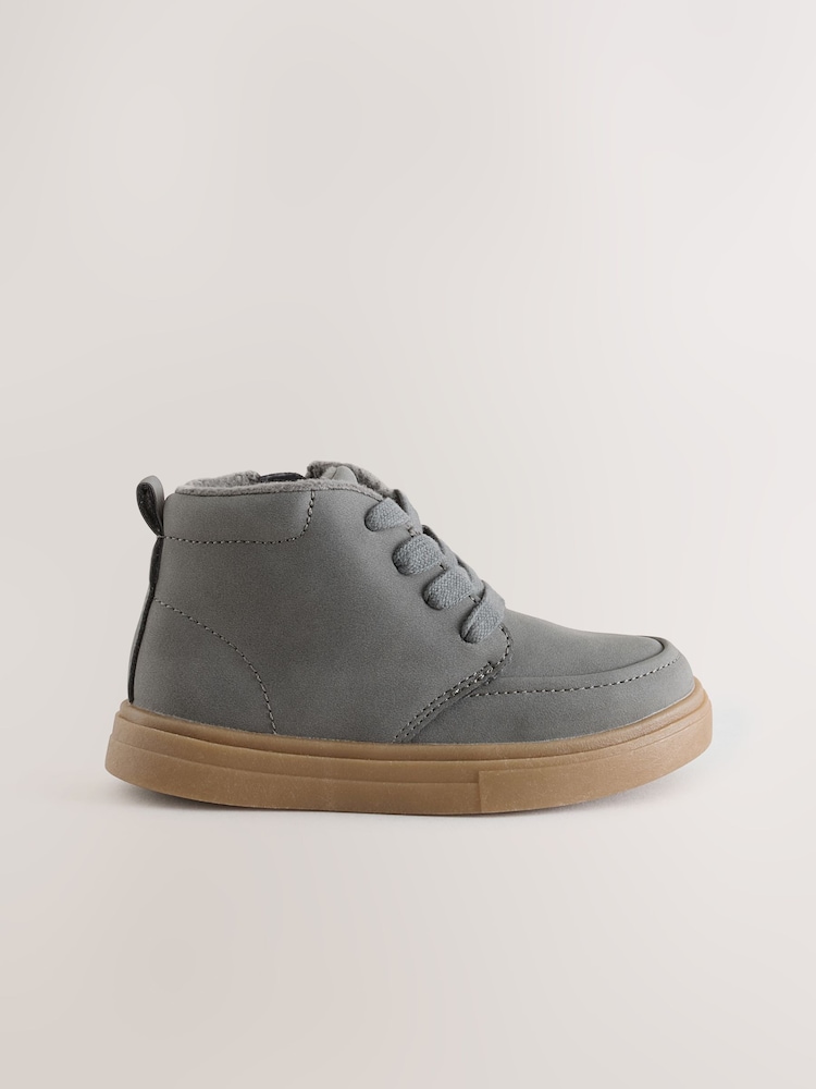 Grey Standard Fit (F) Warm Lined Lace up Boots - Image 2 of 5