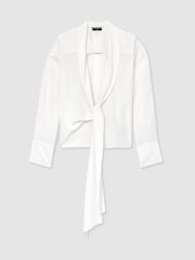 Dramblio kaulo spalvos - Atelier Silk Crepe de Chine Tie-Front marškiniai - 2 paveikslėlis iš 8