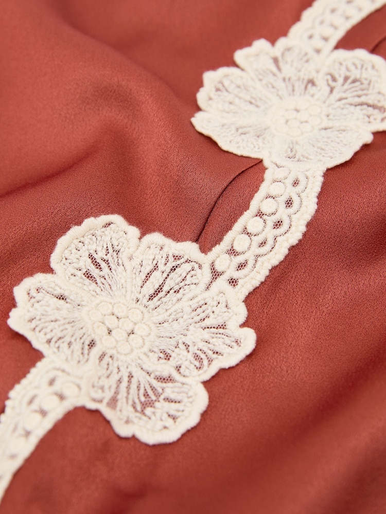 Reiss Rust Orange Doa Satin Floral-Lace Trim Cami Top - Image 8 of 8 Reiss Rust Orange Doa Satin Floral-Lace Trim Cami Top - Image 8 of 8