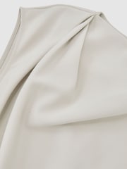 Reiss Stone Neutral Camilla Gathered-Detail Draped Midi Dress - Image 7 of 7