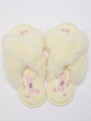 Boux Avenue Yellow Floral Embroidered Crossband Slippers - Image 5 of 5
