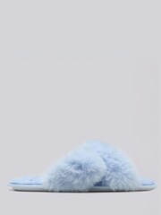 Boux Avenue Blue Heart Embroidered Crossband Slippers - Image 2 of 6