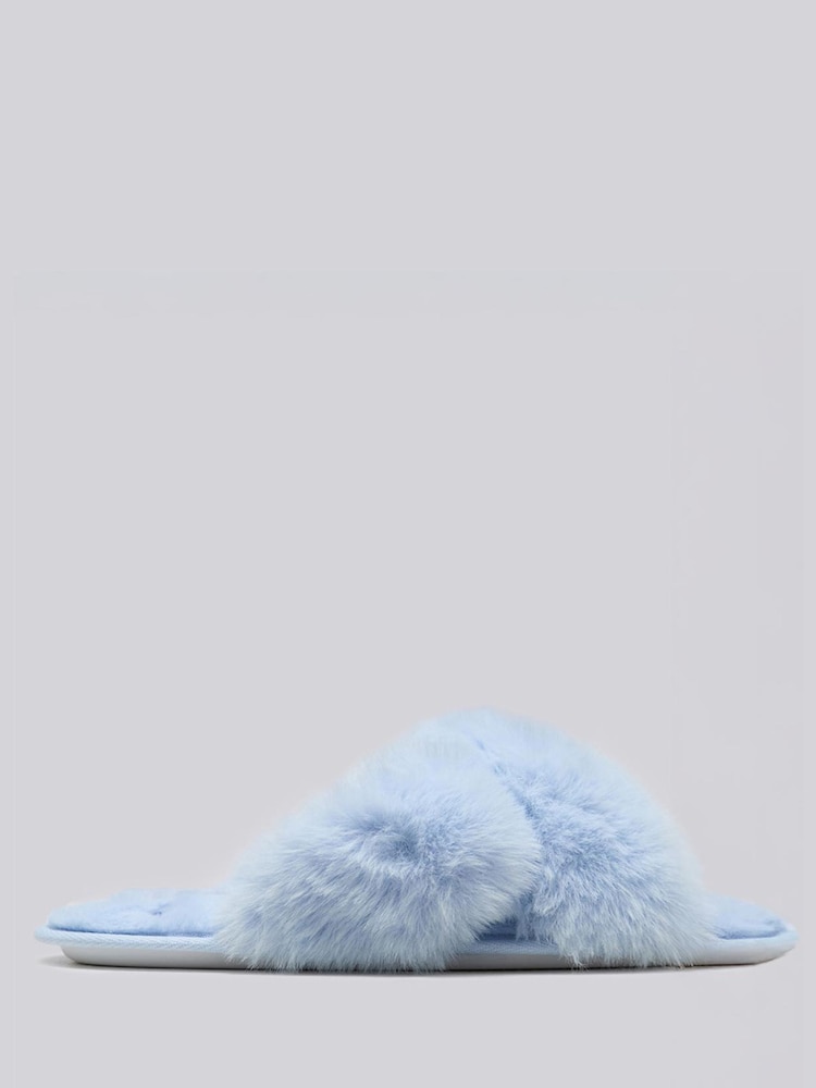 Boux Avenue Blue Heart Embroidered Crossband Slippers - Image 2 of 6