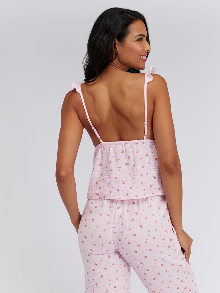 Boux Avenue Pink Floral Cotton Pyjamas Set - Image 2 of 6
